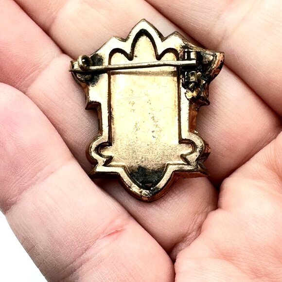 Antique Womans Brooch Pin 10K Rose Gold Shell Cameo Taile D' Epargne Victorian - Picture 4 of 6